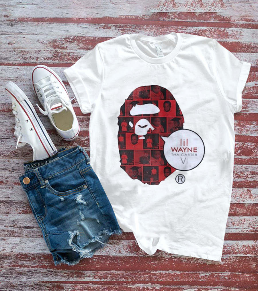 Lil Wayne Tha Carter VI BAPE Collaboration Red Photo Collage T-Shirt