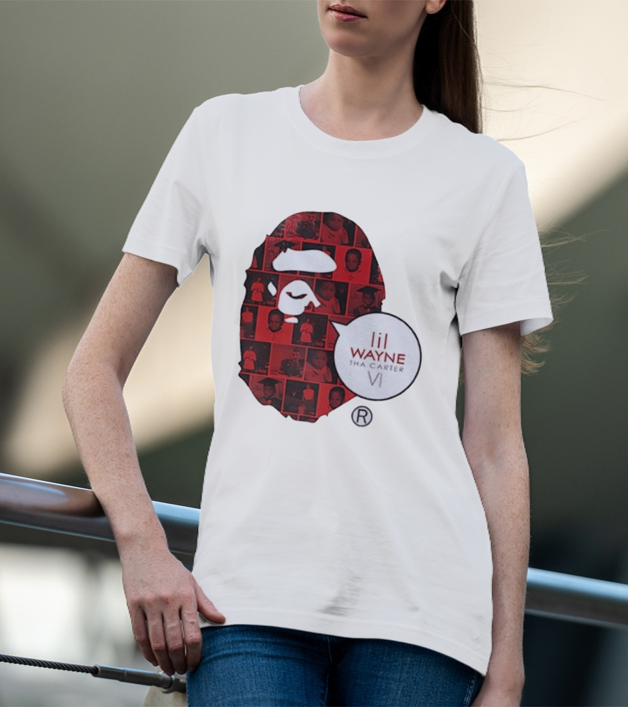 Lil Wayne Tha Carter VI BAPE Collaboration Red Photo Collage T-Shirt