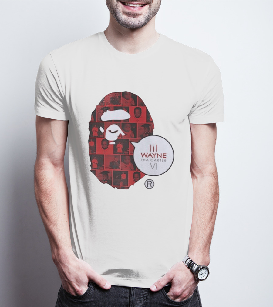Lil Wayne Tha Carter VI BAPE Collaboration Red Photo Collage T-Shirt