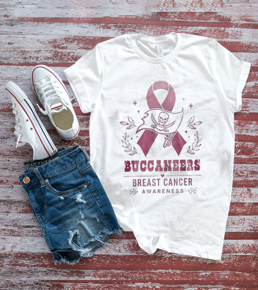 Tampa Bay Buccaneers Breast Cancer Awareness Ribbon Support T-Shirt