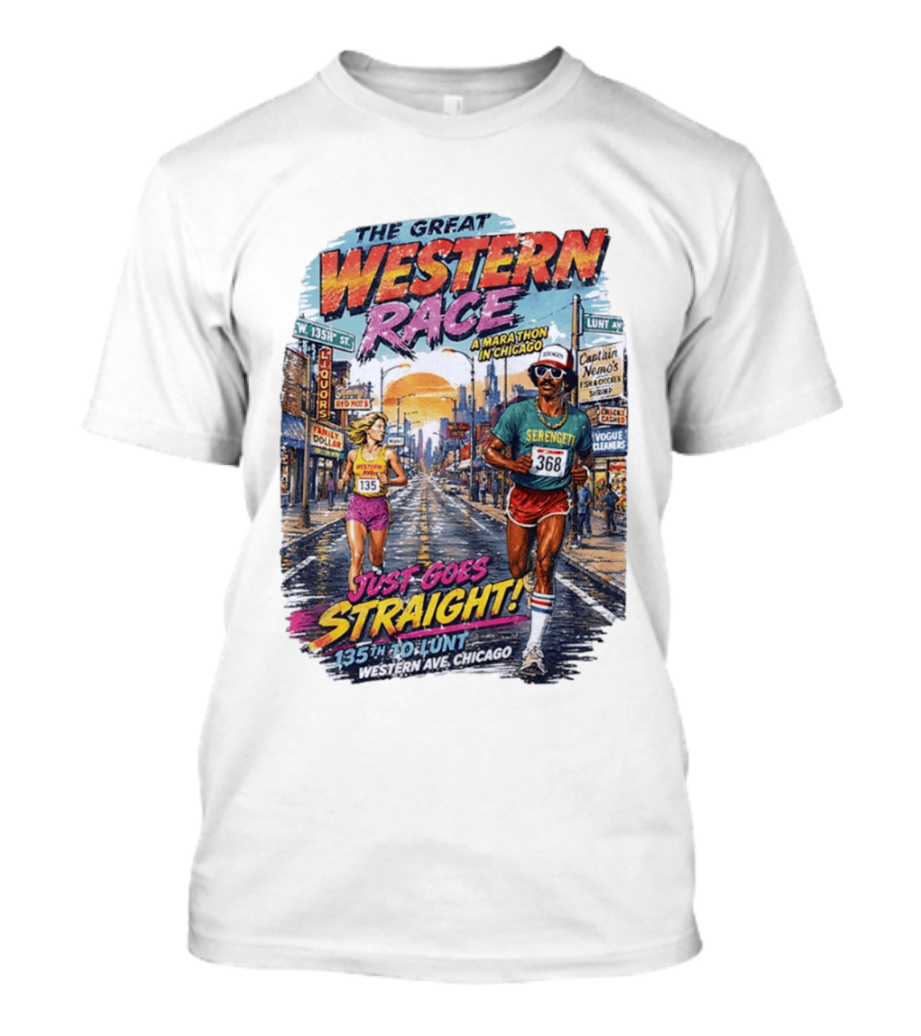 The Great Western Race Marathon Chicago 135th To Lunt Western Ave T-Shirt