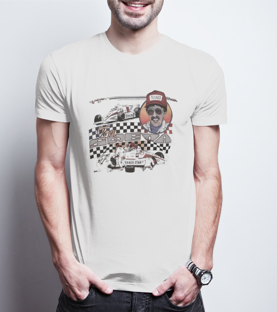 Tom Sneva Texaco Racing Checkered Flags And Car T-Shirt