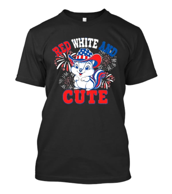 Red White And Cute Fireworks Patriotic Squirrel Cowboy Hat T-Shirt