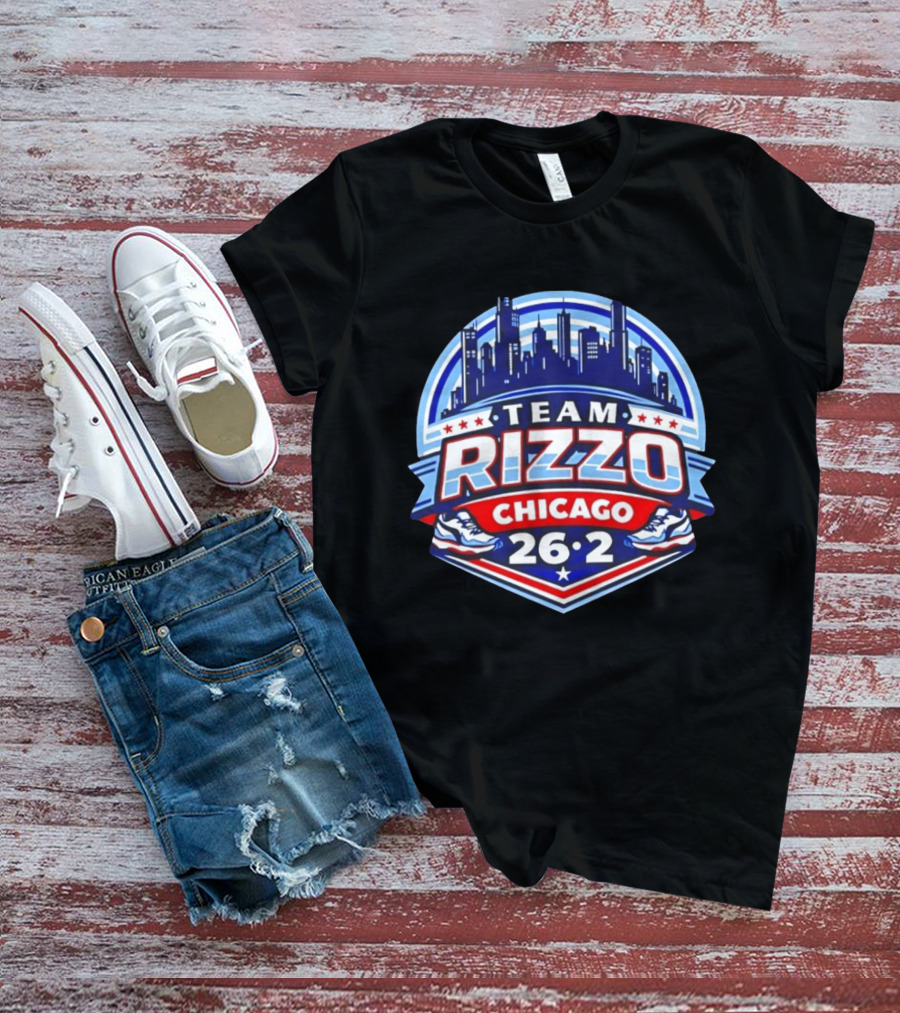 Team Rizzo Chicago Marathon 26.2 Skyline Sneakers Stars T-Shirt