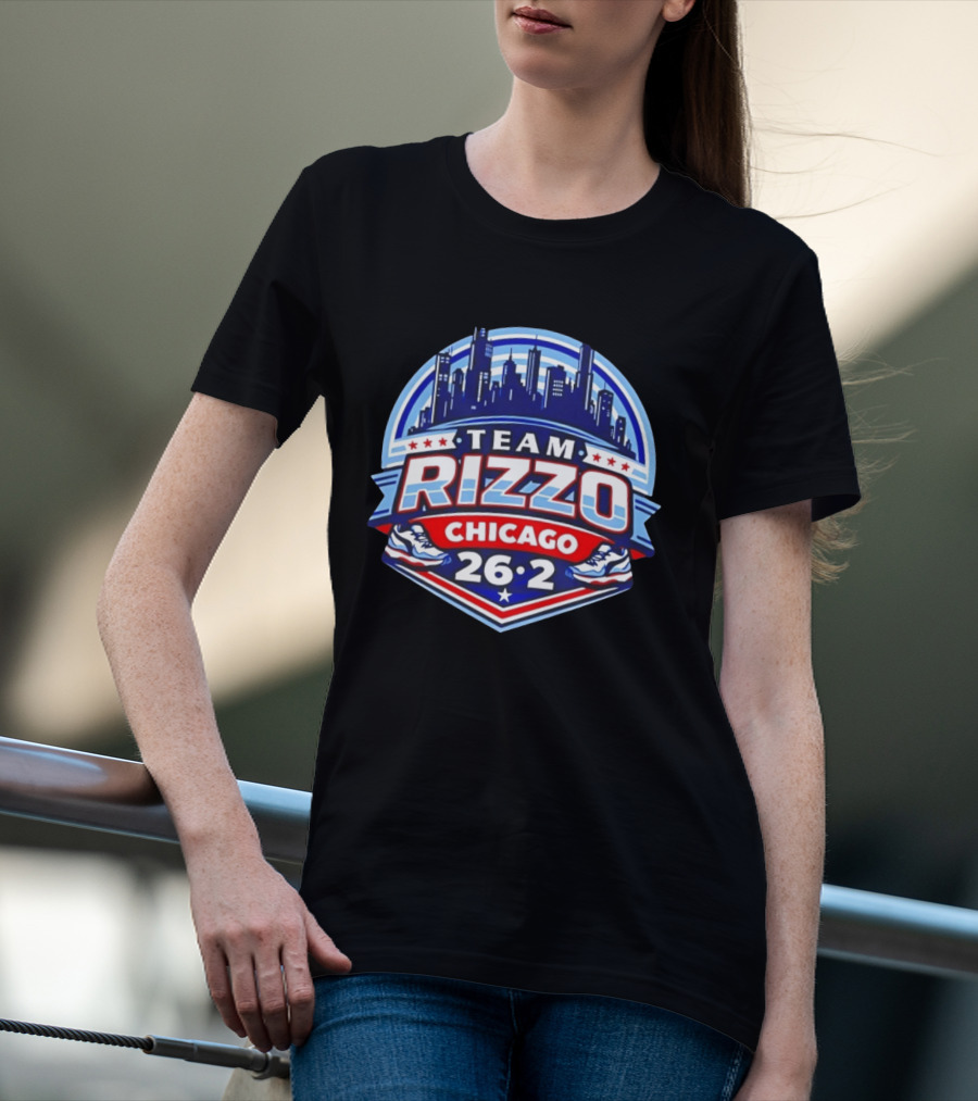 Team Rizzo Chicago Marathon 26.2 Skyline Sneakers Stars T-Shirt