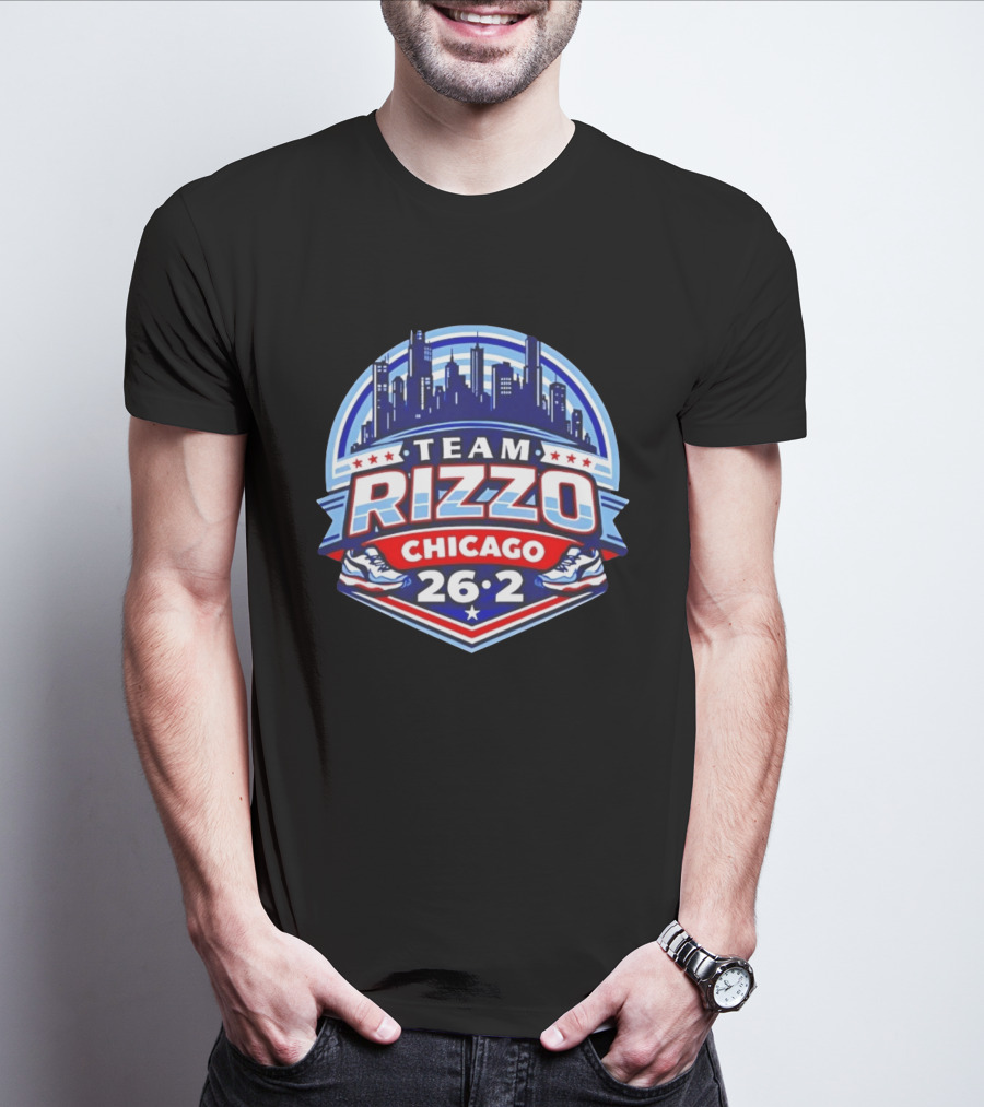 Team Rizzo Chicago Marathon 26.2 Skyline Sneakers Stars T-Shirt