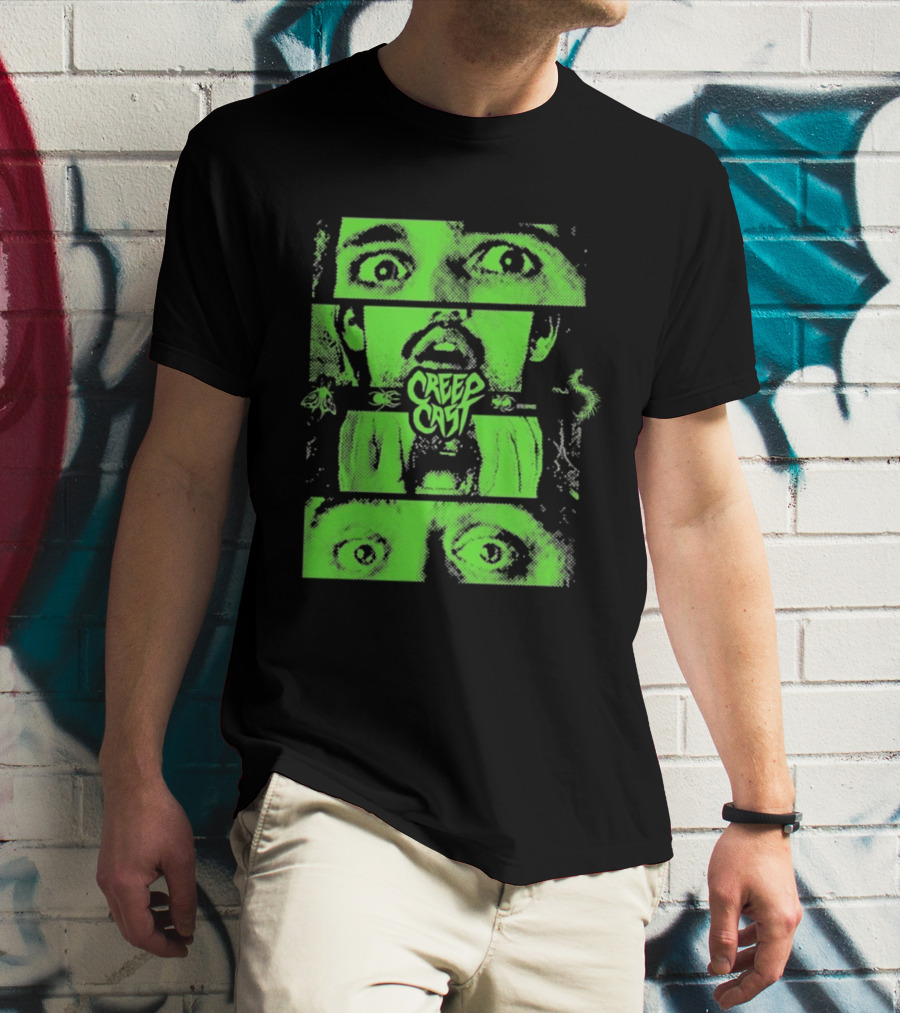 CreepCast Horror Retro Comic Green Face T-Shirt