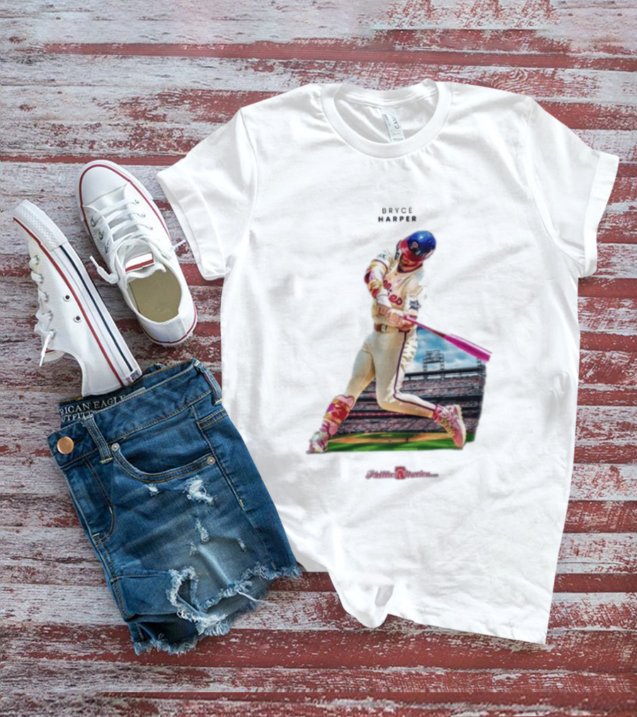 Bryce Harper Philadelphia Phillies Baseball Action Stadium Scene T-Shirt