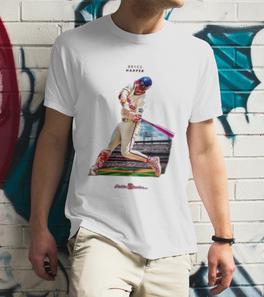 Bryce Harper Philadelphia Phillies Baseball Action Stadium Scene T-Shirt