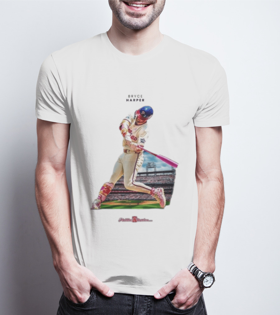 Bryce Harper Philadelphia Phillies Baseball Action Stadium Scene T-Shirt