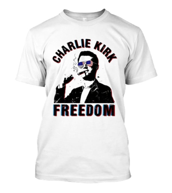 Charlie Kirk Freedom Cigars Sunglasses American Flag T-Shirt