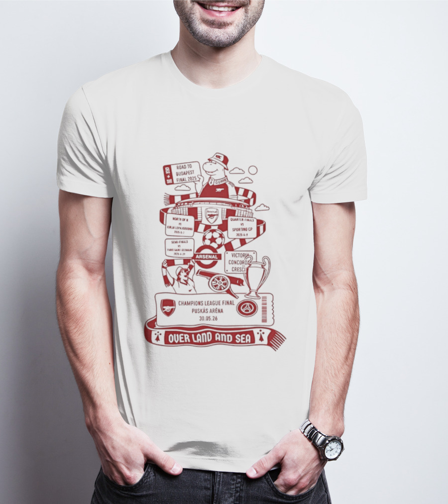 Puskás Aréna League Final Over Land And Sea Iconic Football T-Shirt