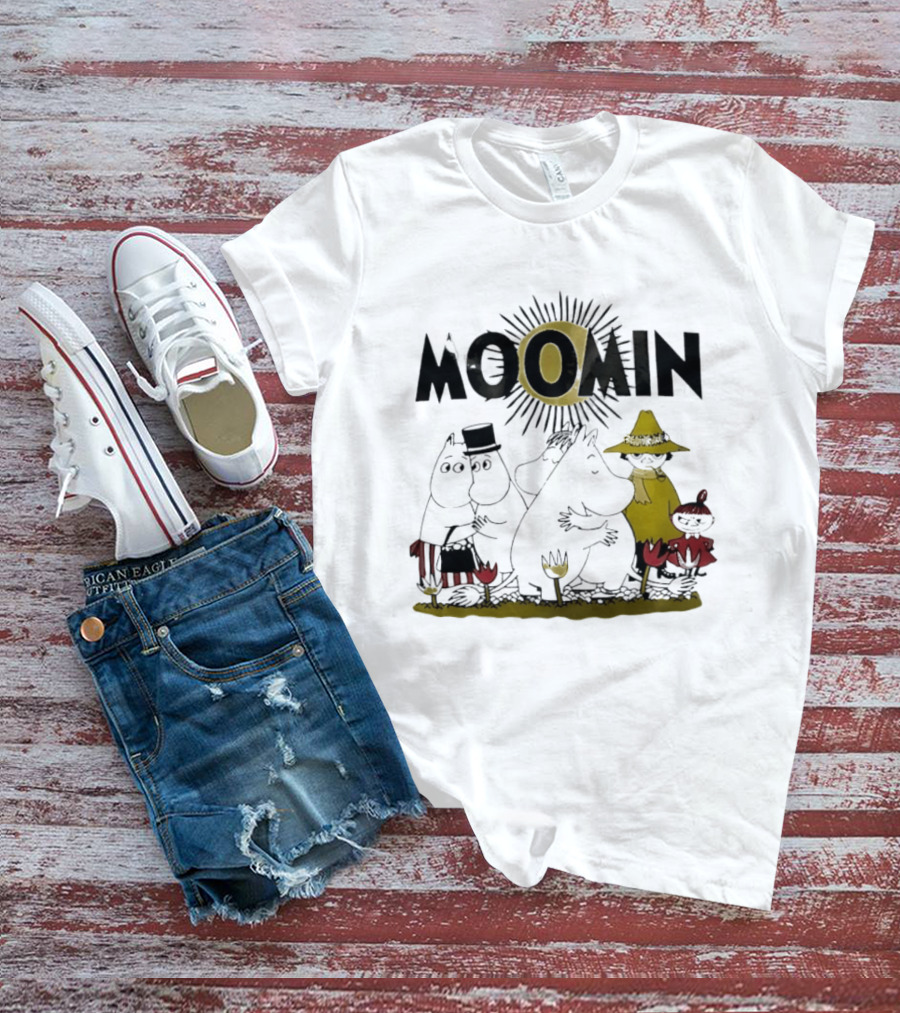 Moomin Family In Sunshine Cartoon Gathering T-Shirt