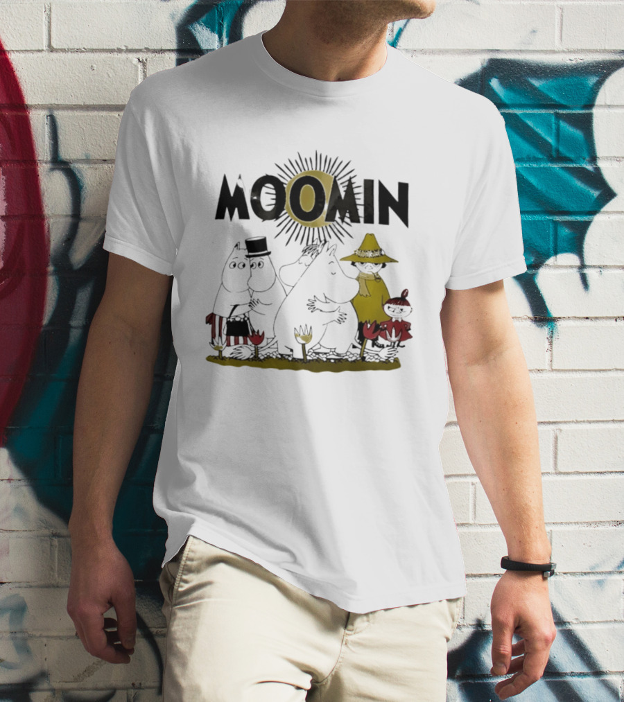 Moomin Family In Sunshine Cartoon Gathering T-Shirt