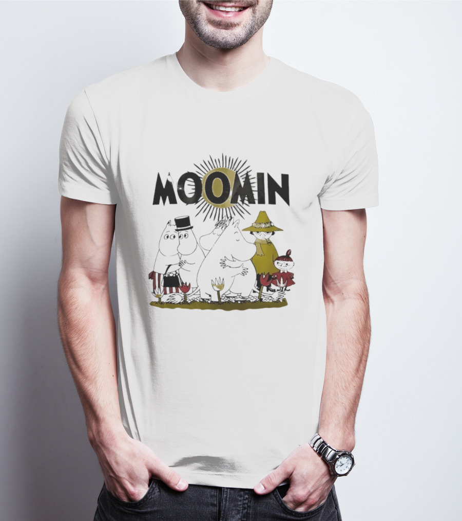 Moomin Family In Sunshine Cartoon Gathering T-Shirt