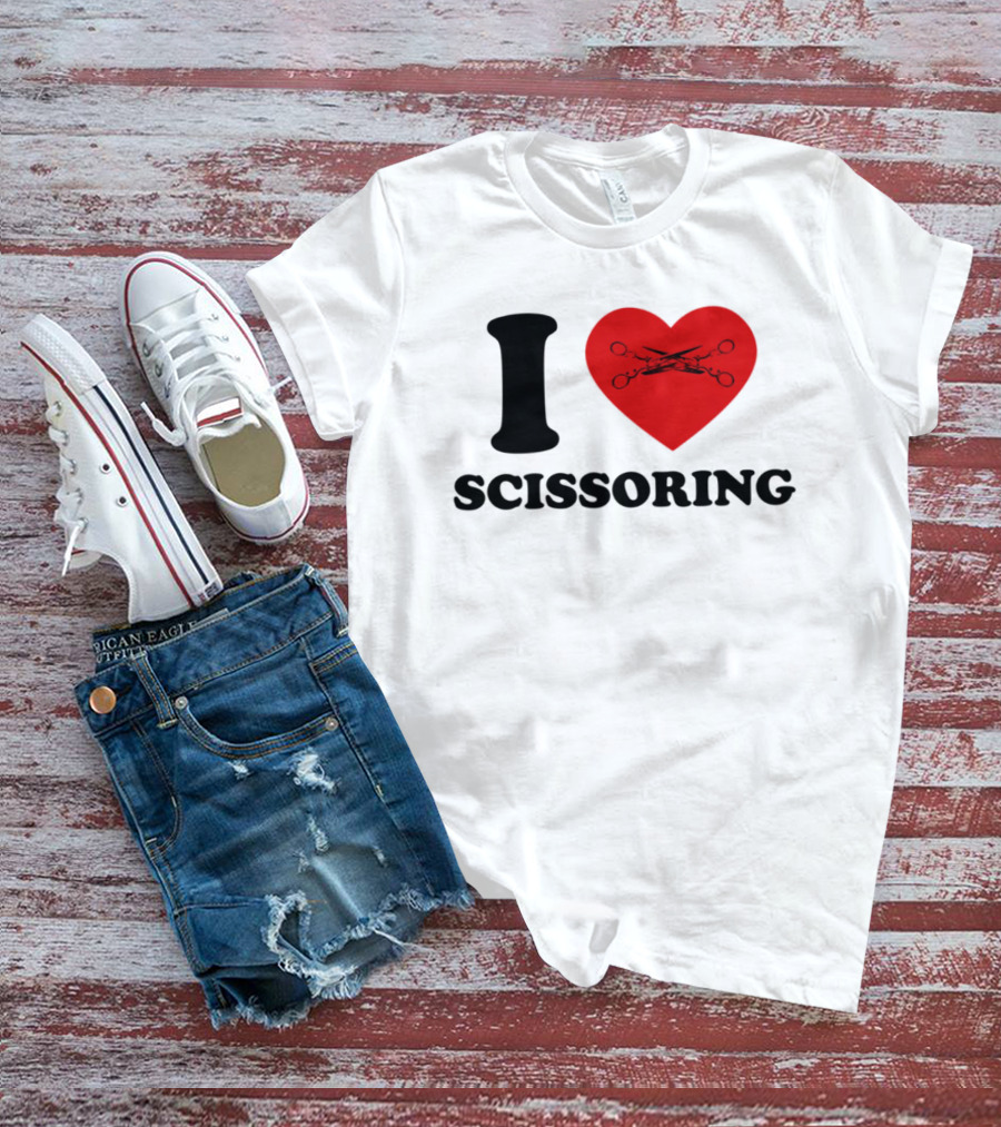 I Love Scissoring Heart With Crossed Scissors T-Shirt