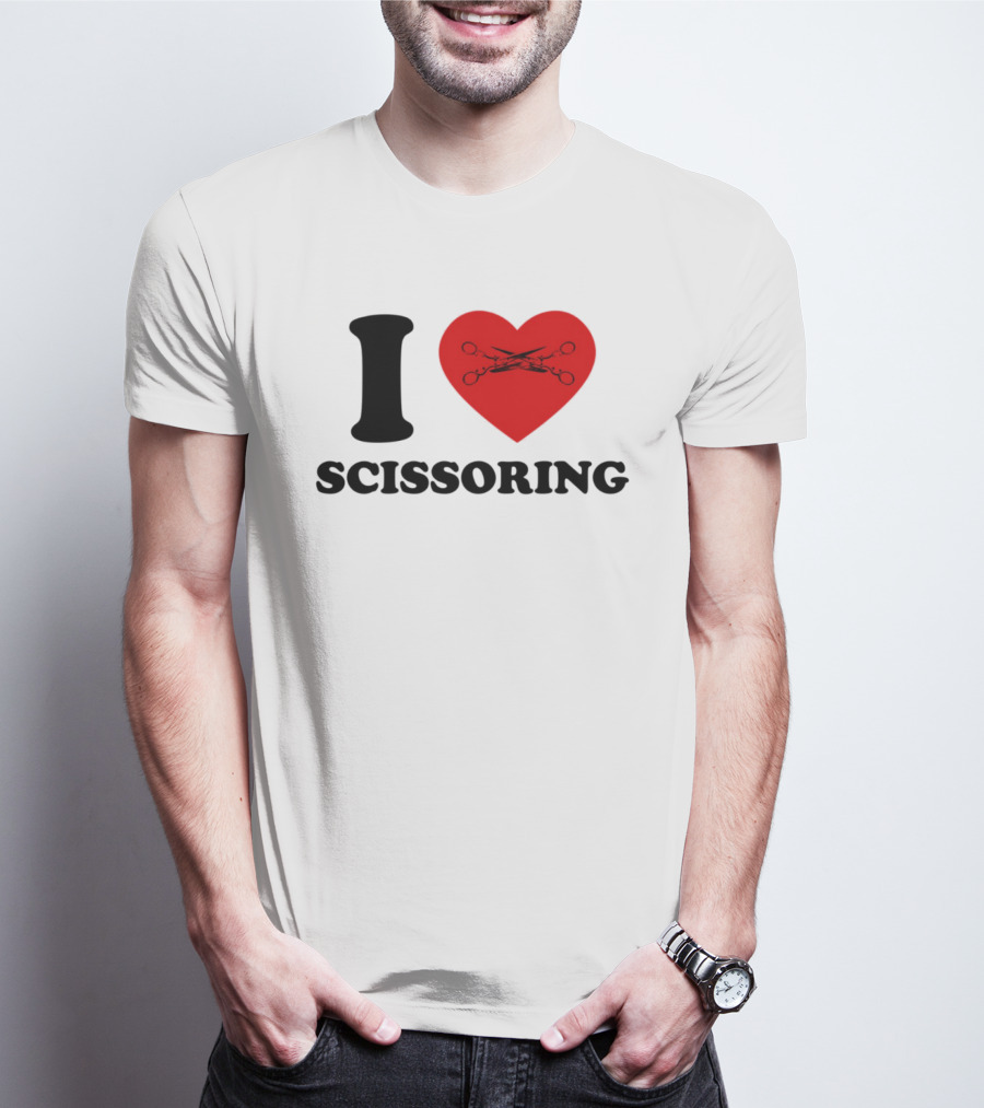 I Love Scissoring Heart With Crossed Scissors T-Shirt