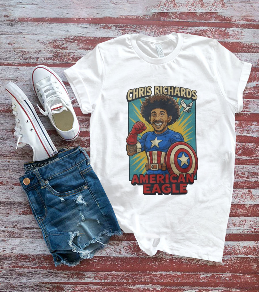 Chris Richards American Eagle Captain Star Shield Superhero T-Shirt