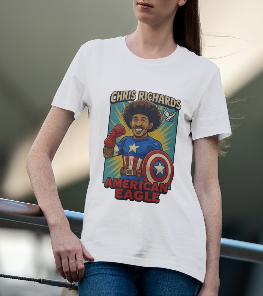 Chris Richards American Eagle Captain Star Shield Superhero T-Shirt