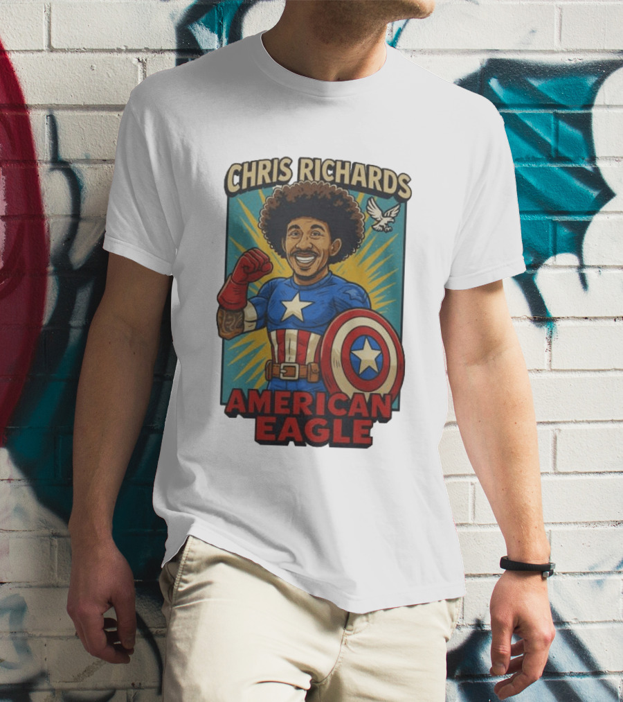 Chris Richards American Eagle Captain Star Shield Superhero T-Shirt