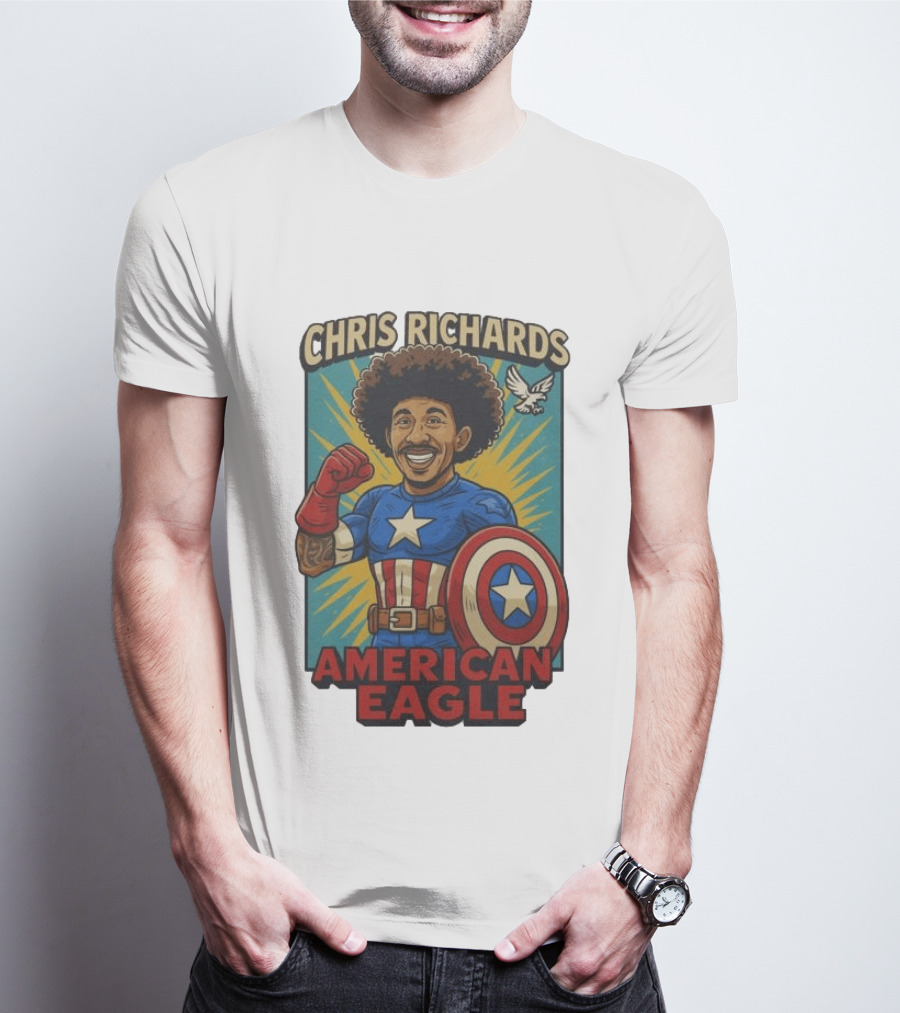 Chris Richards American Eagle Captain Star Shield Superhero T-Shirt