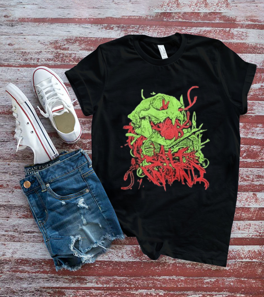Boot And Annoy Skull Acid Green Red T-Shirt