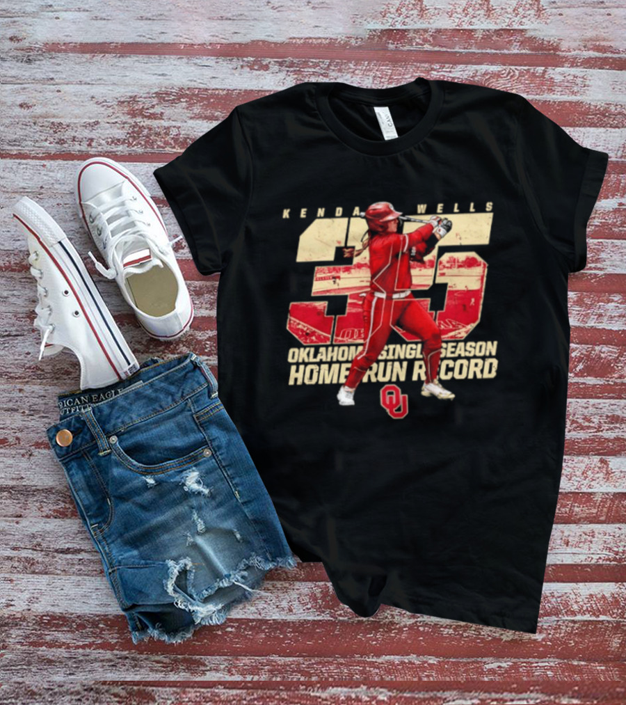 Kendall Wells 35 Oklahoma Single Season Home Run Record OU T-Shirt