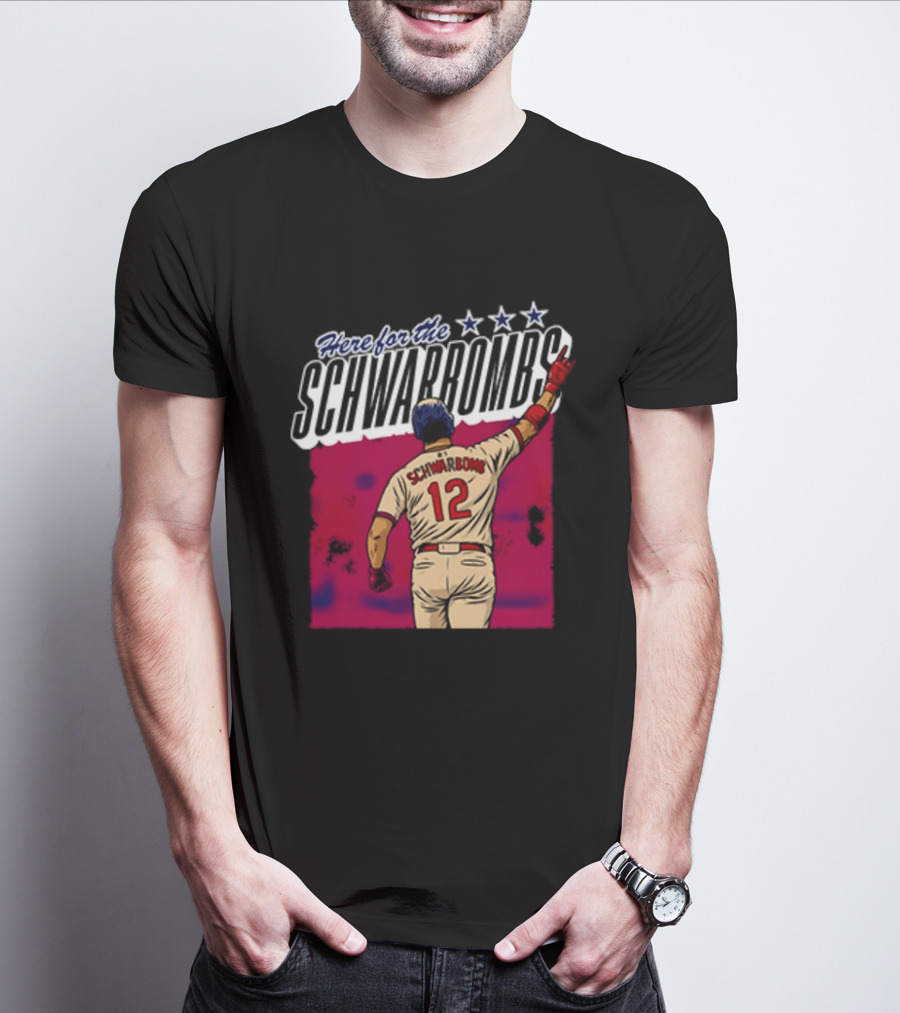 Here For The Schwarbombs Kyle Schwarber 12 Baseball T-Shirt