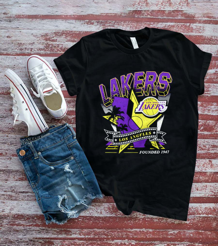 Los Angeles Lakers Founded 1947 NBA Team California Map T-Shirt