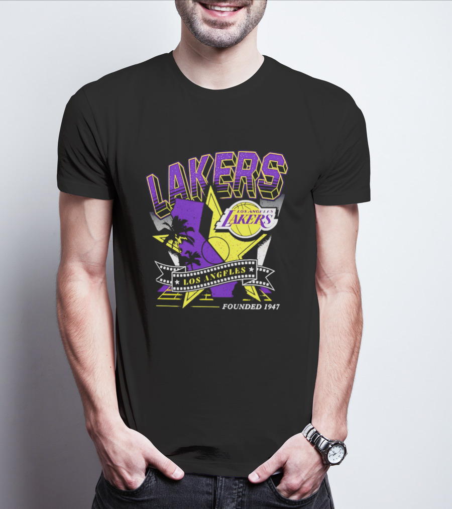 Los Angeles Lakers Founded 1947 NBA Team California Map T-Shirt