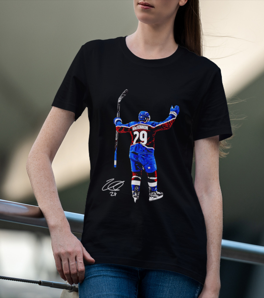 Nathan MacKinnon 29 Colorado Avalanche Hockey Celebration T-Shirt