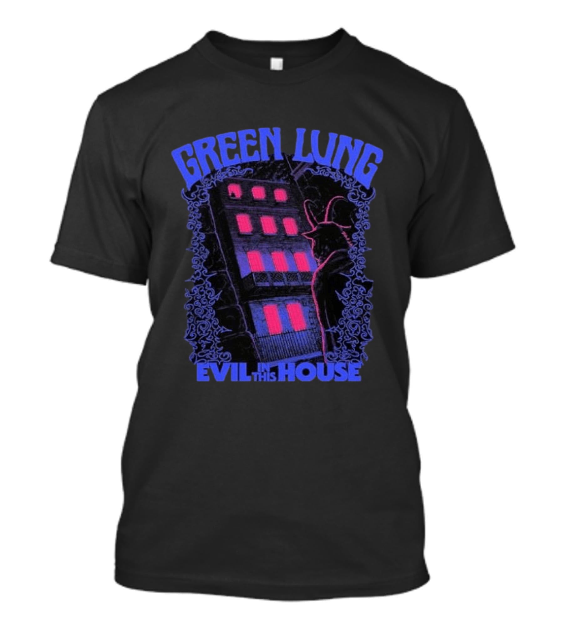 Green Lung Necropolitan Exclusive Evil In This House Haunted Building And Creature T-Shirt