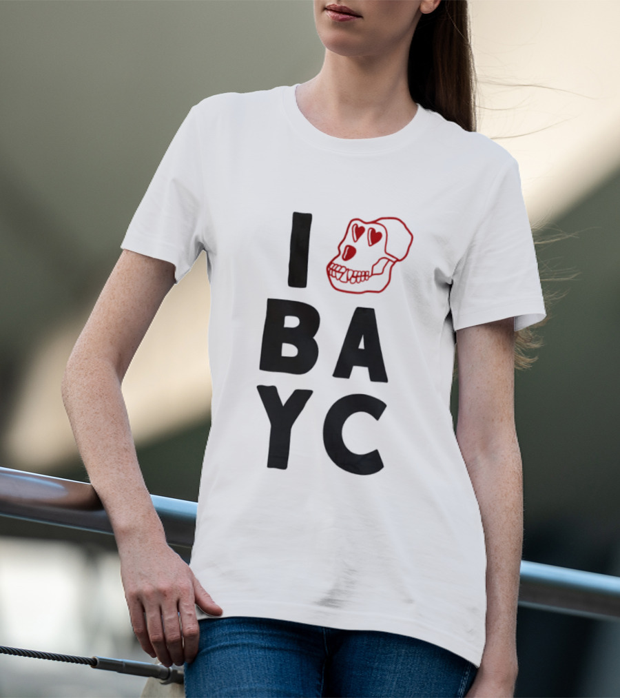 I Love BAYC Red Heart Eyed Skull T-Shirt