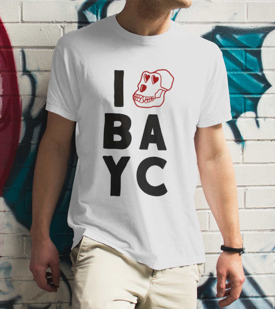 I Love BAYC Red Heart Eyed Skull T-Shirt