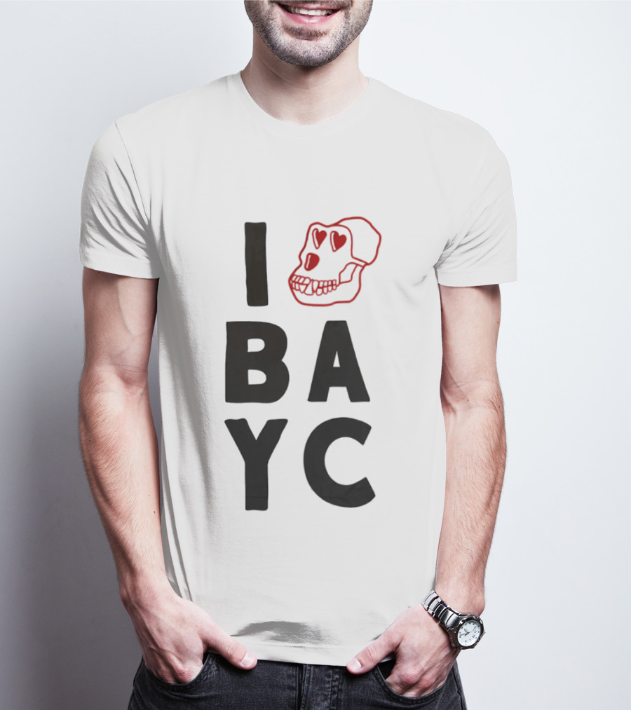 I Love BAYC Red Heart Eyed Skull T-Shirt