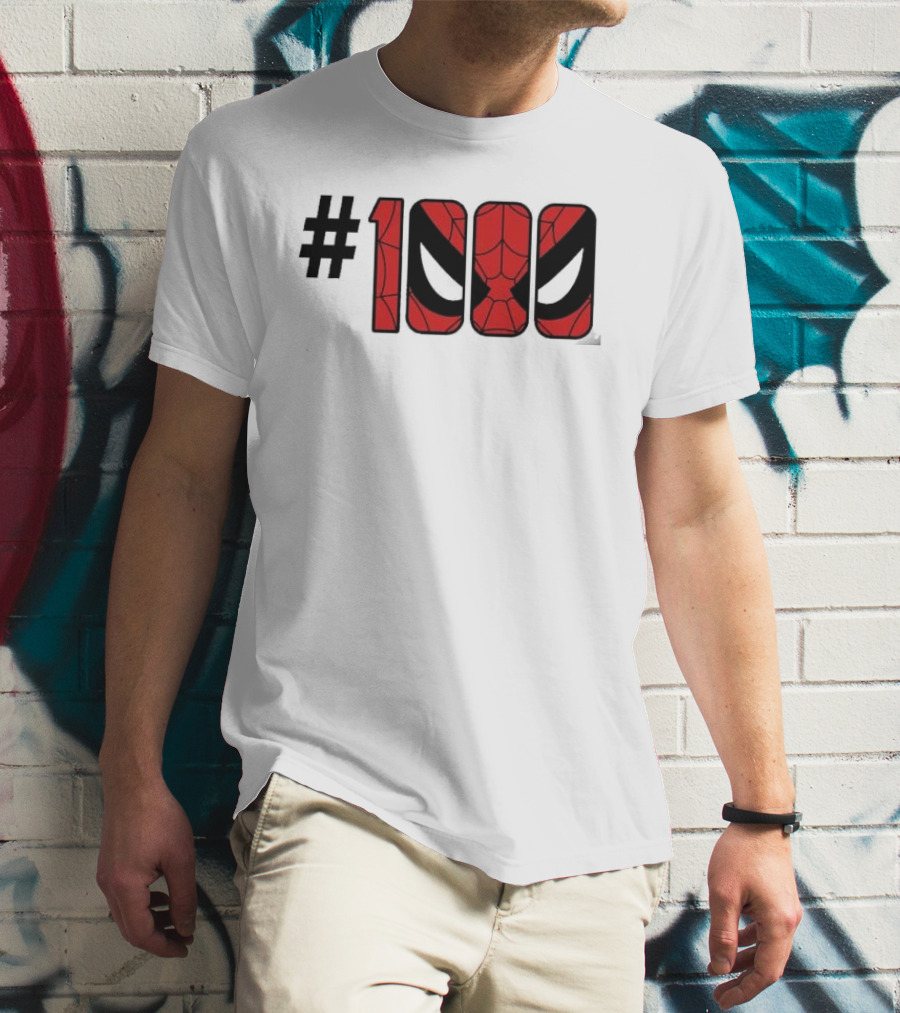 #1000 Spider Man Mask Red Web T-Shirt