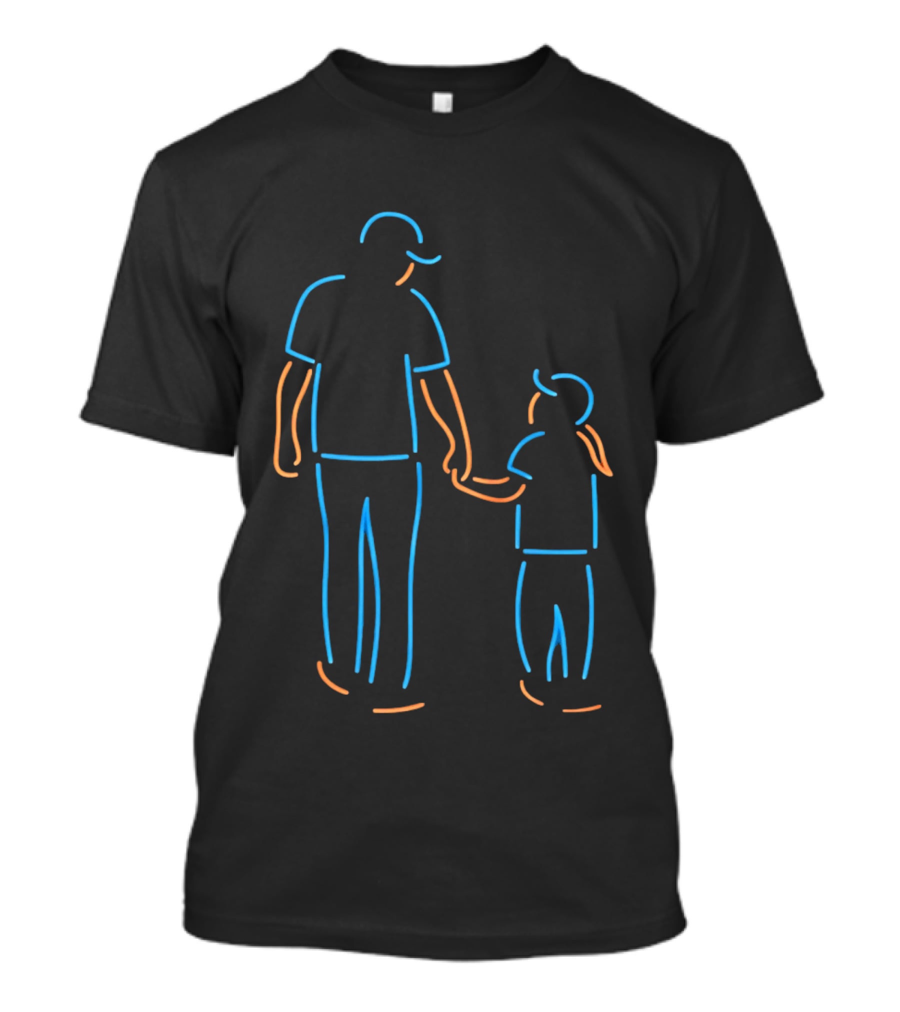 Father And Daughter Walking Neon T-Shirt