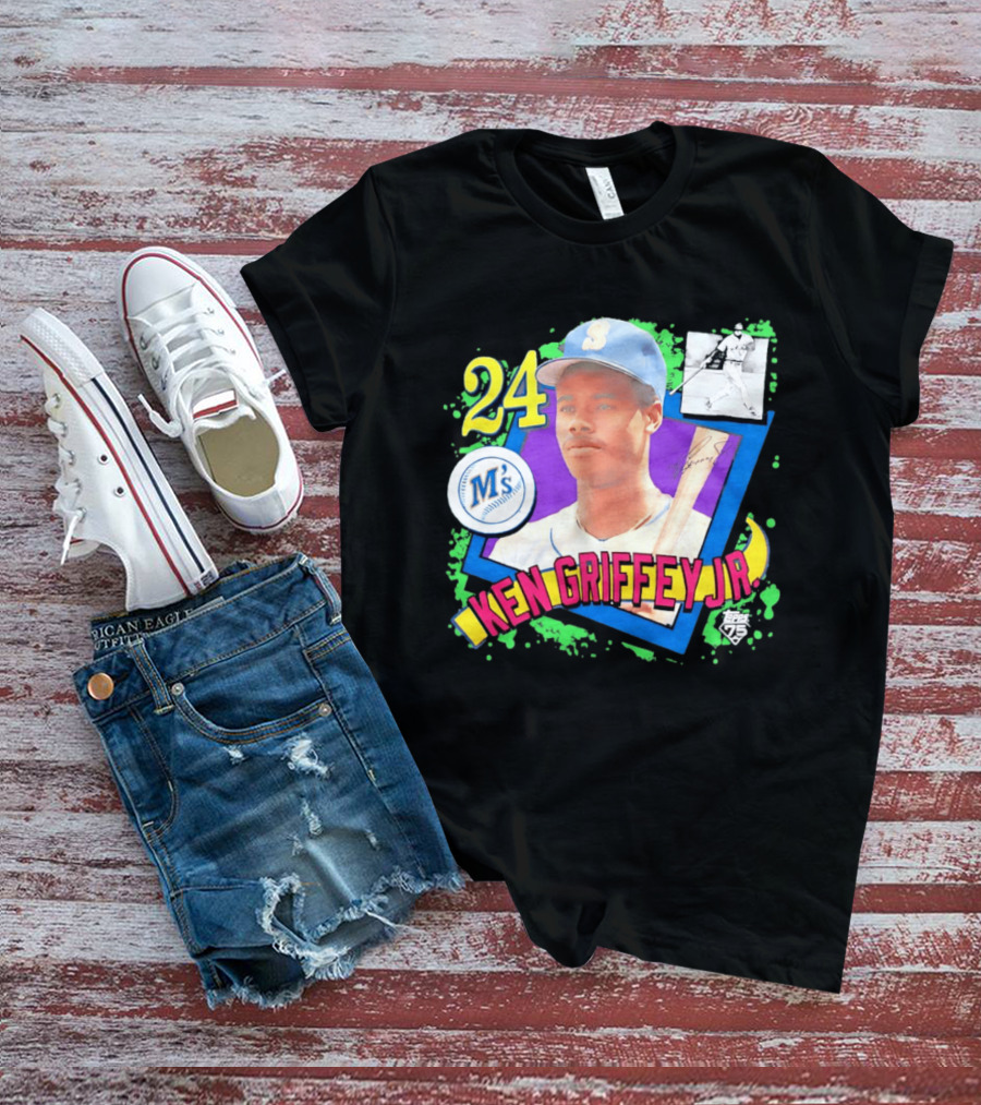 24 Ken Griffey Jr Seattle Mariners M's Topps 75 Remix Graffiti T-Shirt