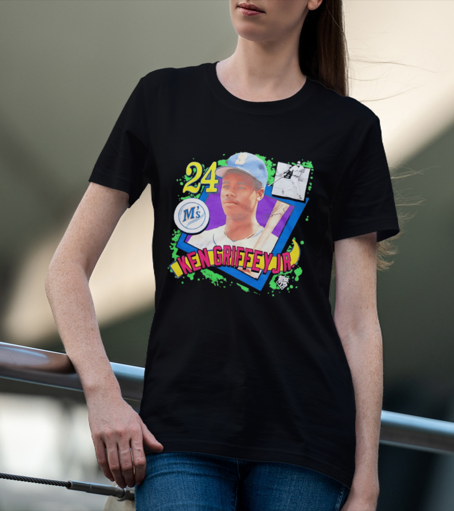 24 Ken Griffey Jr Seattle Mariners M's Topps 75 Remix Graffiti T-Shirt