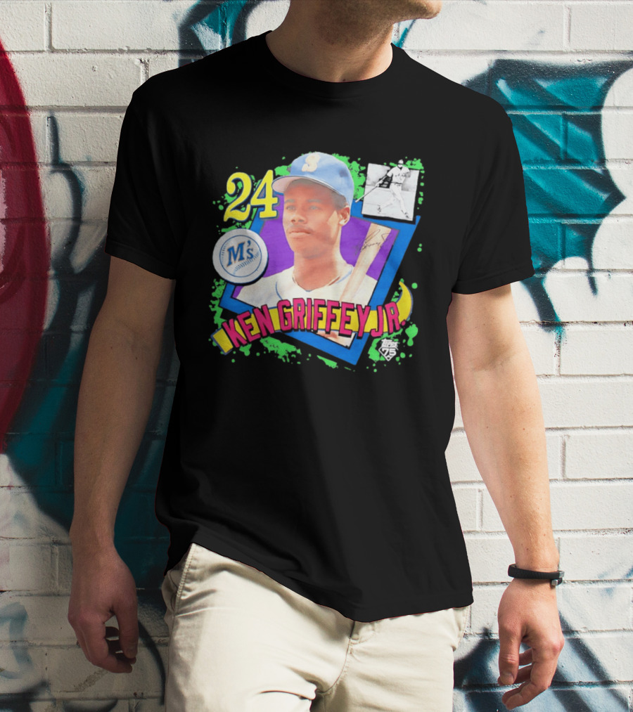 24 Ken Griffey Jr Seattle Mariners M's Topps 75 Remix Graffiti T-Shirt