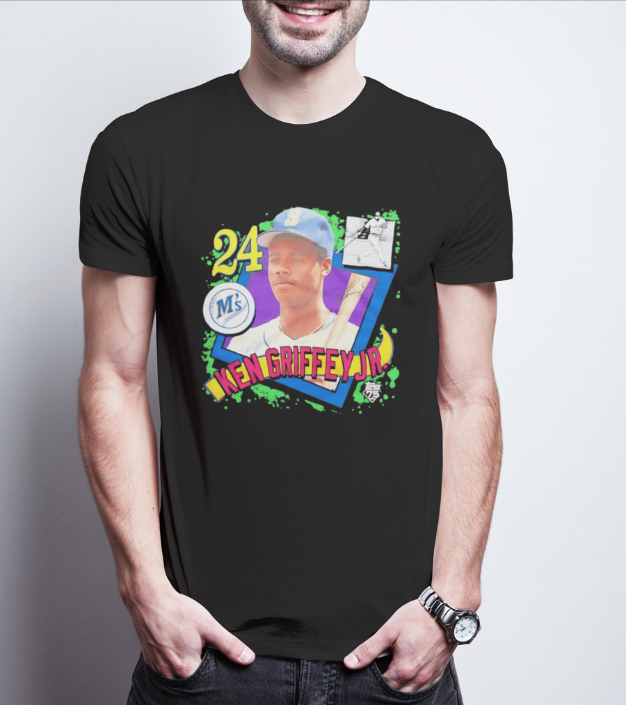 24 Ken Griffey Jr Seattle Mariners M's Topps 75 Remix Graffiti T-Shirt