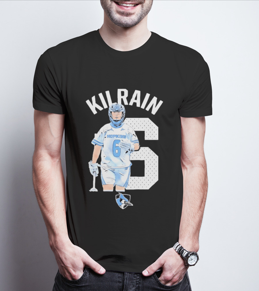 Kilrain 6 Hopkins Lacrosse Player With Blue Jay T-Shirt