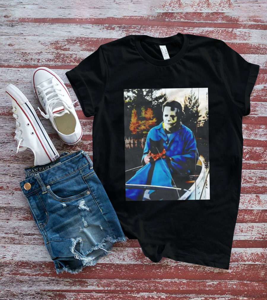 Michael Myers Lake Fishing With Cat In Boat T-Shirt