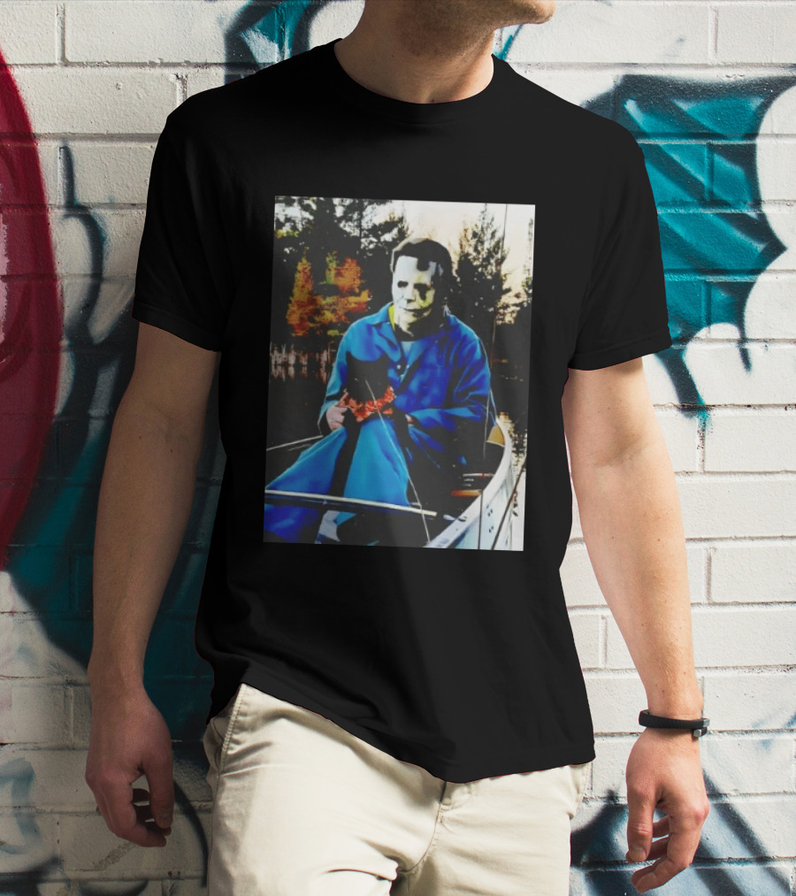 Michael Myers Lake Fishing With Cat In Boat T-Shirt