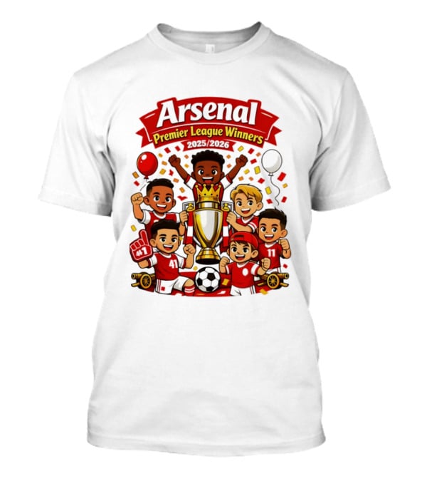 Arsenal Premier League Winners 2025 2026 Cartoon Champions Celebration T-Shirt
