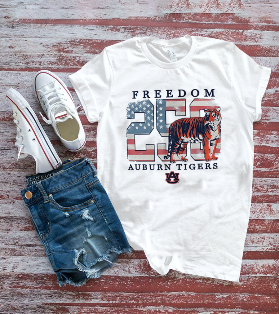 Freedom 250 Auburn Tigers Americana Flag Tiger T-Shirt