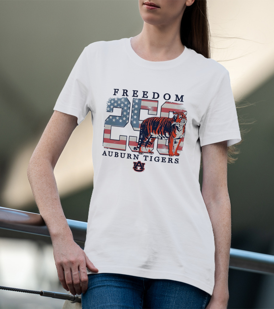 Freedom 250 Auburn Tigers Americana Flag Tiger T-Shirt