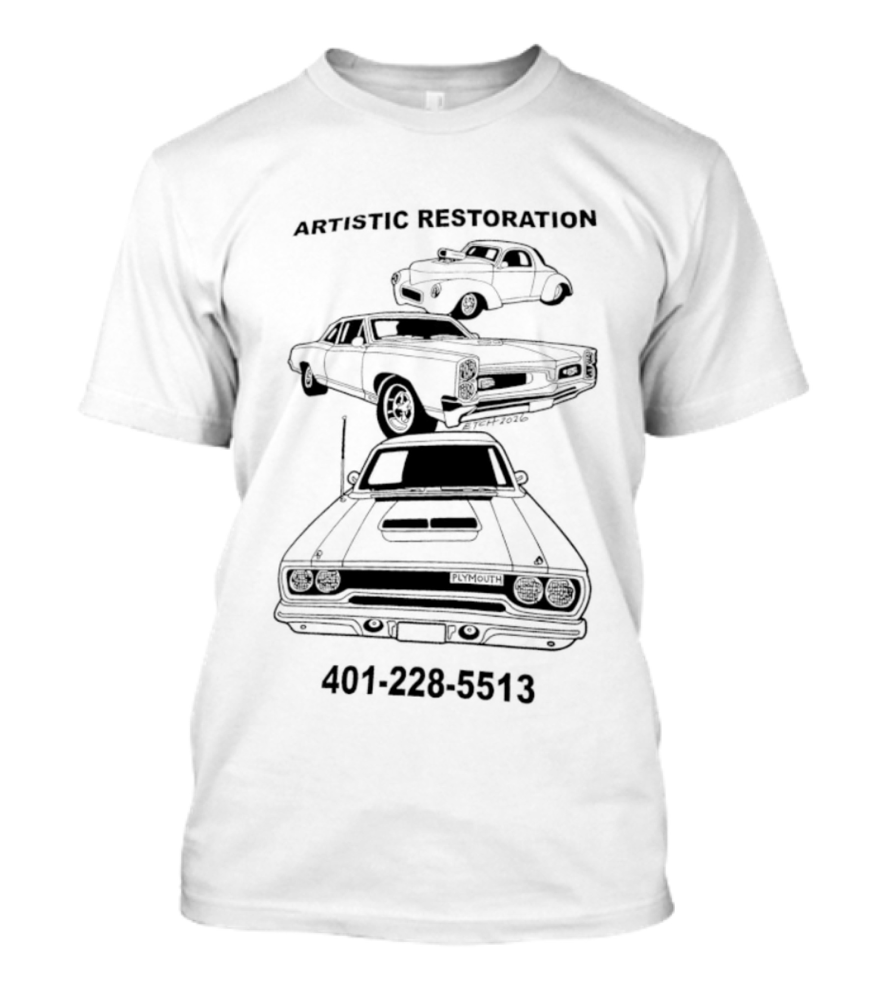 Brandy Melville Artistic Restoration Classic Car Illustration 401 226 5513 T-Shirt