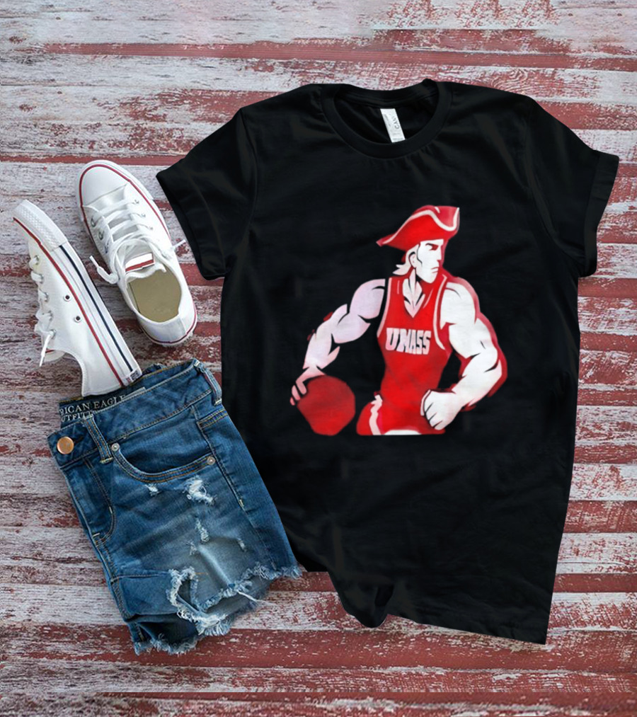 UMass Minutemen Basketball Red Jersey Embroidery T-Shirt
