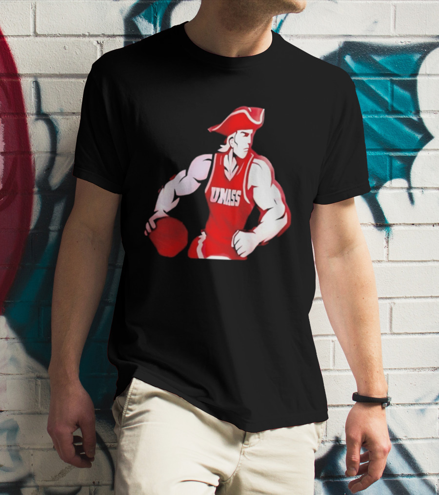 UMass Minutemen Basketball Red Jersey Embroidery T-Shirt